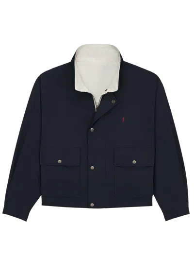 Saint Laurent Concealed Zip Utility Jacket With Snap-button Storm Flap In Blue