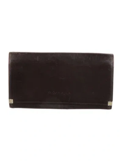 Pre-owned Saint Laurent Continental Organizer Leather Continental Wallet In Brown