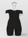 Saint Laurent Off-the-shoulder Wool Romper In Black