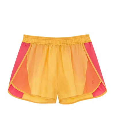 Saint Laurent Contrast Color Shorts In Orange