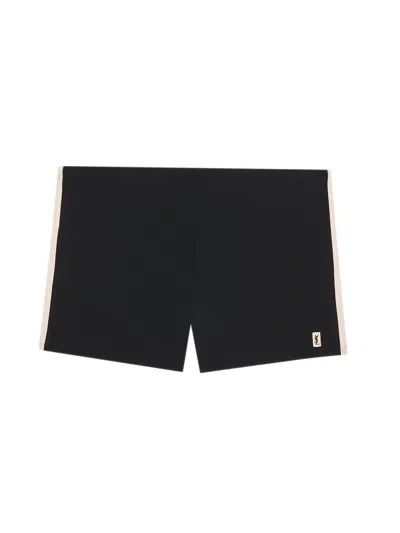 Saint Laurent Contrast Piping Embroidered Hem Mini Couture In Black