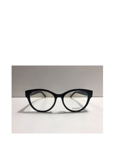 Saint Laurent Contrasting Thick Frame Flat Mirror In Black