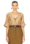 Saint Laurent Convertible Sleeve Blouse In Beige