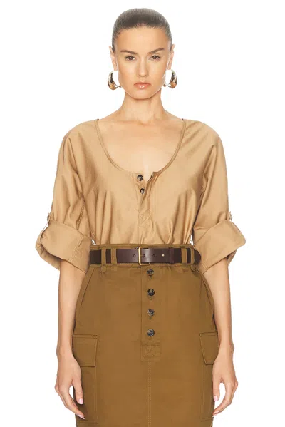 Saint Laurent Convertible Sleeve Blouse In Beige