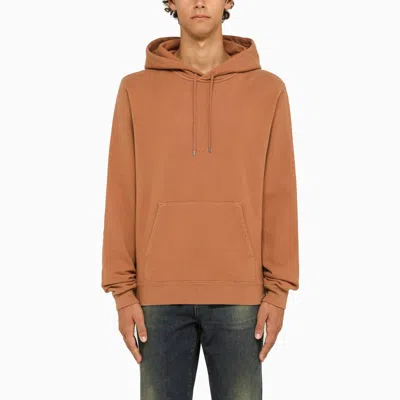Saint Laurent Copper-coloured Hoodie With Logo In Marrone