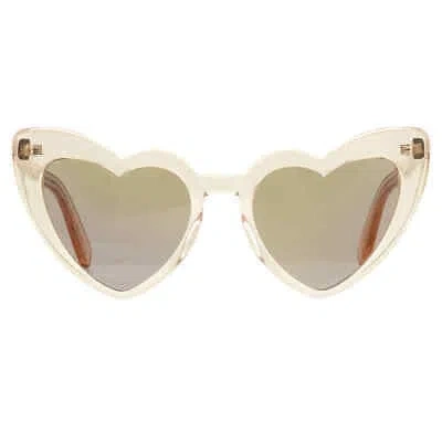 Pre-owned Saint Laurent Copper Irregular Ladies Sunglasses Sl 181 Loulou 027 54 In Brown