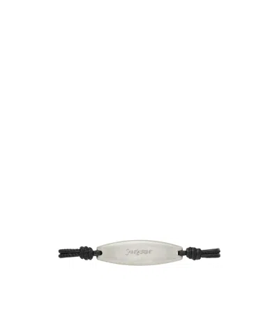Saint Laurent Cord Bracelet In Leather And Metal In Silver
