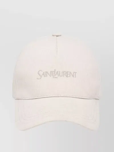 Saint Laurent Corduroy Beanie With Embroidery And Vents