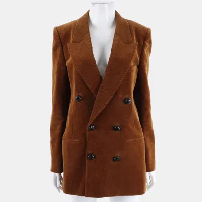 Pre-owned Saint Laurent Corduroy Brown Cotton Buttoned Jacket Size S