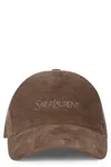 Saint Laurent Logo-embroidered Cotton-corduroy Baseball Cap In Brown