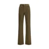 Saint Laurent Corduroy Trousers Clyde Wide-leg Belt Loops In Green