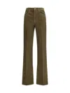 Saint Laurent Corduroy Trousers Clyde Wide-leg Belt Loops In Green