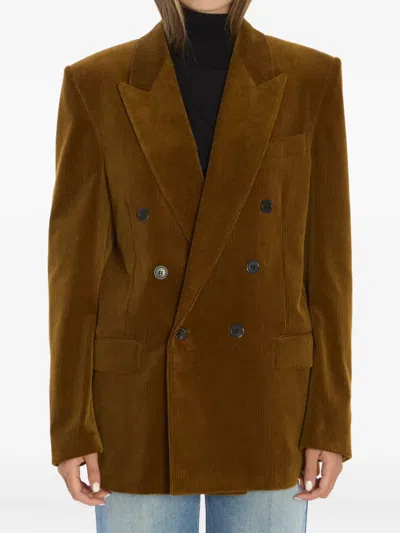 SAINT LAURENT CORDUROY DOUBLE-BREASTED BLAZER