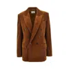 Saint Laurent Corduroy Double-breasted Jacket In Brown