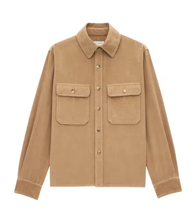 Saint Laurent Corduroy Overshirt In Beige