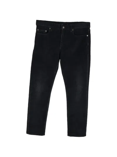 Pre-owned Saint Laurent Corduroy Straight-leg Trousers In Black