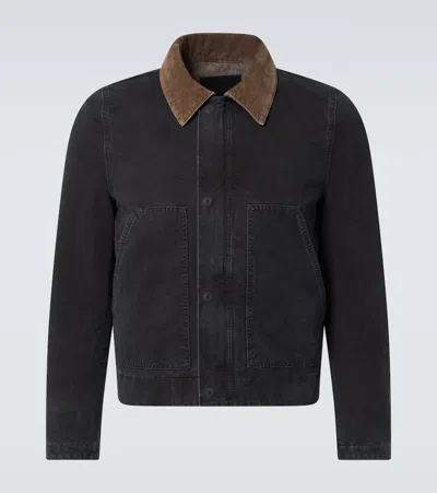Saint Laurent Corduroy-trimmed Cotton Canvas Jacket In Black