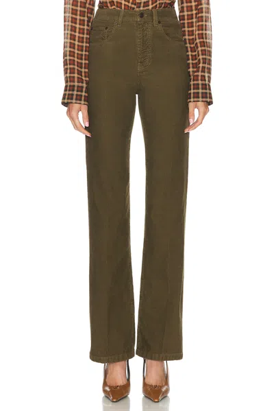 Saint Laurent Corduroy Wide Leg Pant In Green