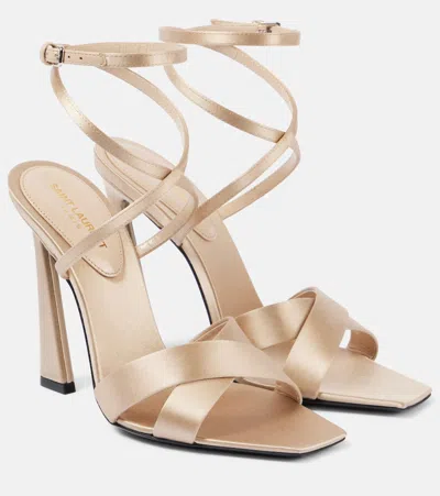 Saint Laurent Corinne 110 Satin Crêpe Sandals In Neutrals