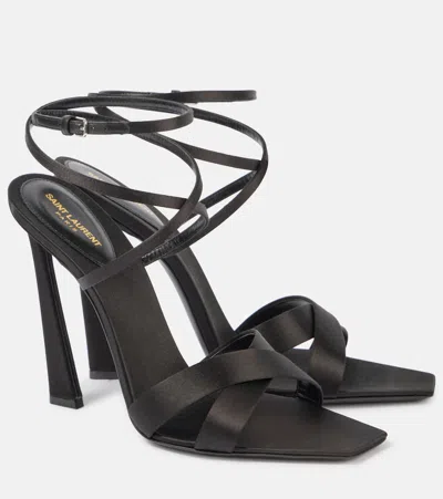 Saint Laurent Corinne 110 Satin Sandals In Black