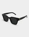 Saint Laurent Corner Angle 47mm Rectangular Sunglasses In Black