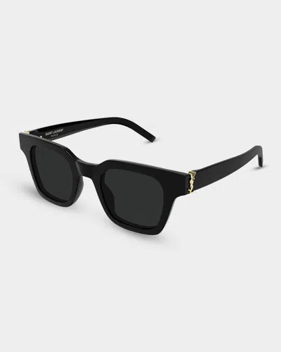 Saint Laurent Corner Angle 47mm Rectangular Sunglasses In Black