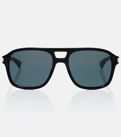 Saint Laurent Corner Angle Aviator Sunglasses In Black