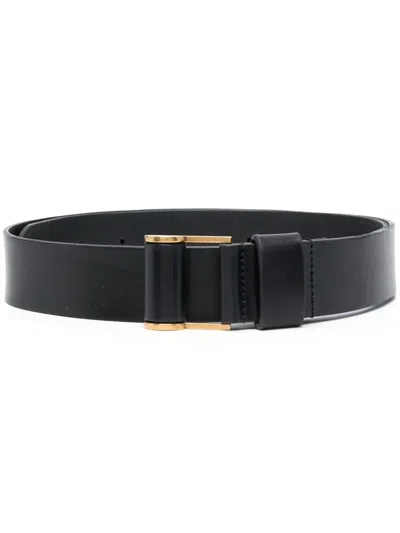 Saint Laurent Corset Leather Belt In Nero