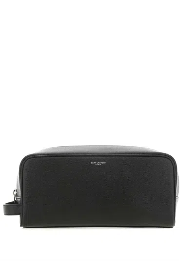 Saint Laurent Cosmetic Pouch Grain De Po In Black