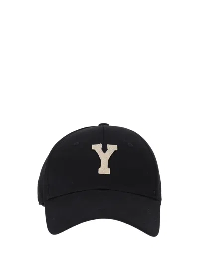 Saint Laurent Cotton 6 Panels Cap With Coll In Black