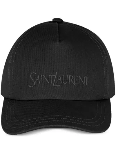 Saint Laurent Cotton And Linen Baseball Cap In Black