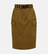 Saint Laurent Khaki Cotton Blend Skirt In Kaki