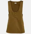 SAINT LAURENT COTTON AND LINEN TWILL TANK TOP