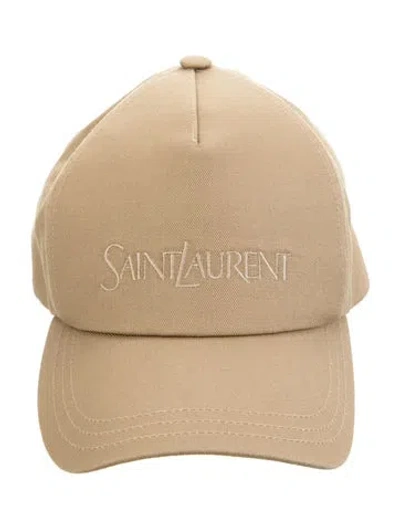 Pre-owned Saint Laurent Cotton Baseball Hat In Neutrals