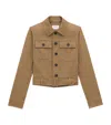 Saint Laurent Dark Beige Cropped Jacket With Belt Women In Brown