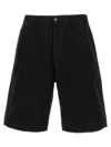 Saint Laurent Denim Bermuda Shorts With Pockets And Loops In Black