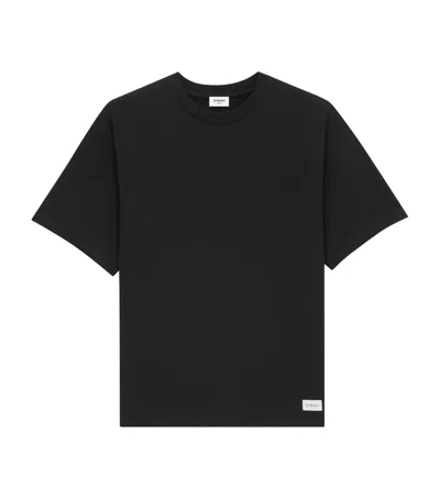 Saint Laurent Cotton-blend Logo-patch T-shirt In Black