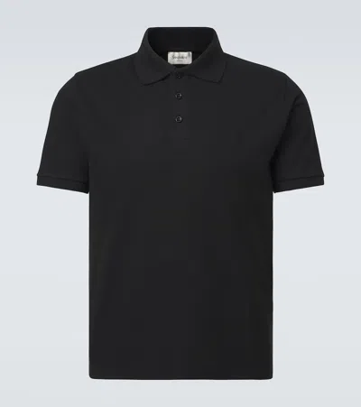 Saint Laurent Cotton Blend Polo Shirt With Cassandre Embroidery In Black