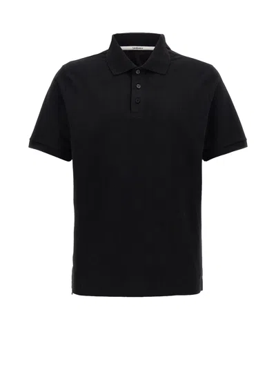 Saint Laurent Cotton Blend Polo Shirt With Cassandre Embroidery In Black
