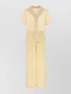 Saint Laurent Cotton Blend Pyjama Set With Collared Neck In Yellow