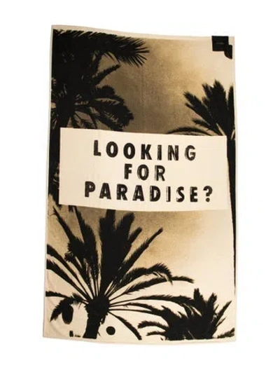 Pre-owned Saint Laurent Cotton Bruno Roels Looking For Paradise Beach Towel In Black/neutrals