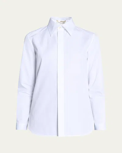 Saint Laurent Cotton Button-front Blouse In White