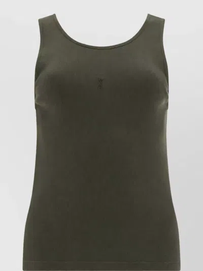 Saint Laurent Cotton Camisole In Green