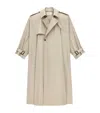 Saint Laurent Cape Trench Coat In Cotton Twill In Nude