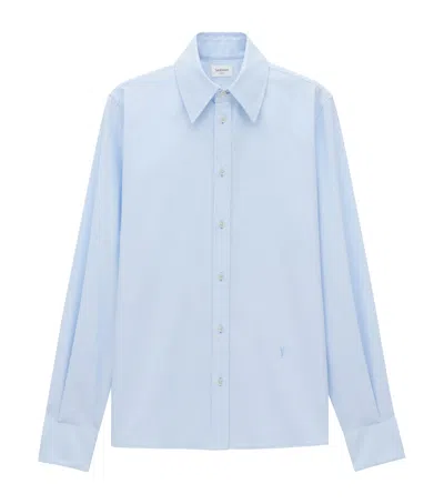 Saint Laurent Cotton Cassandre Oxford Shirt In Blue