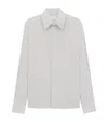 Saint Laurent Cassandre Striped Cotton Shirt Shirts Black In Brown
