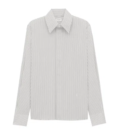 Saint Laurent Cotton Cassandre Oxford Shirt In Brown