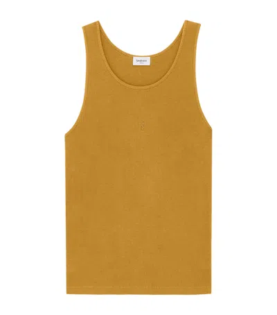 Saint Laurent Cotton Cassandre Tank Top In Brown