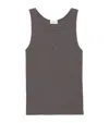 Saint Laurent Ribbed Texture Sleeveless Tank Top In Grey