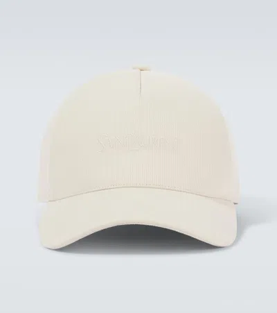 Saint Laurent Cotton Corduroy Baseball Cap In White